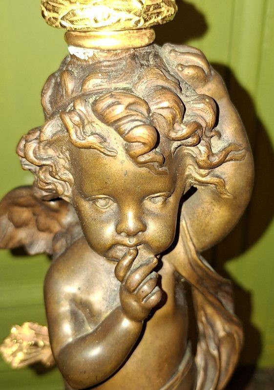 Paire de Chandeliers en Bronze Double Patine - Epoque Napoléon III-photo-1