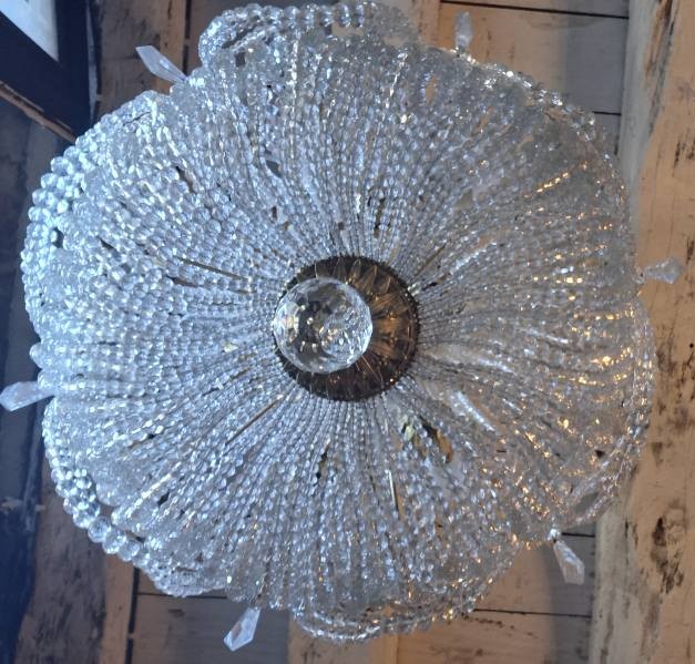 Lustre Montgolfière en Bronze et Cristal - Epoque 19ème-photo-4