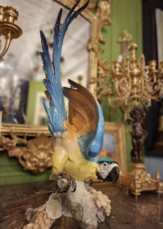 Ara Bleu en Porcelaine