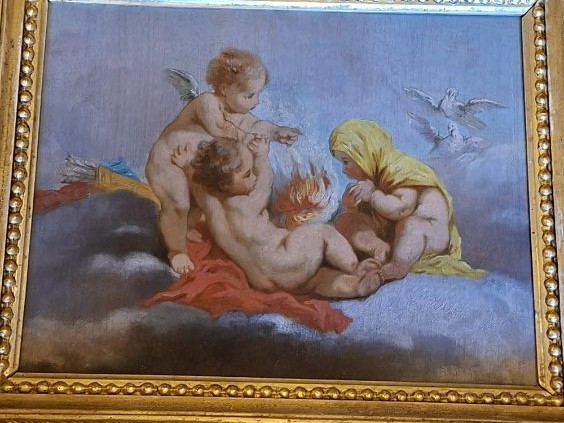 Pair Of Paintings With Angels And Putti - Oil On Panel-photo-2