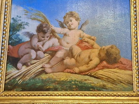Pair Of Paintings With Angels And Putti - Oil On Panel-photo-4
