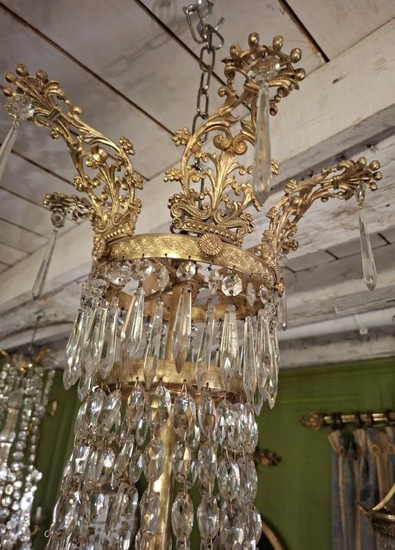 Gilt Bronze And Crystal Chandelier - Empire Period-photo-1