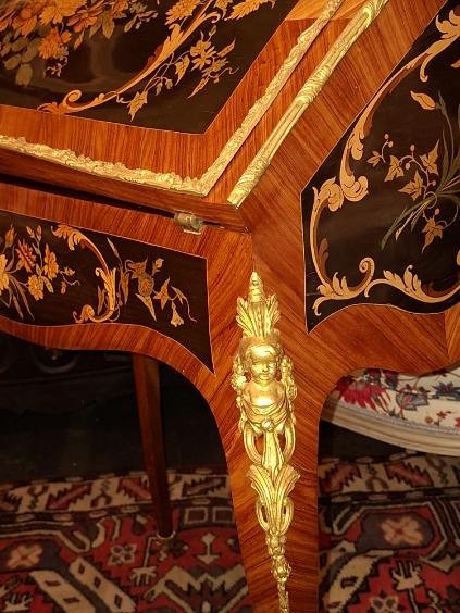 Bureau de pente en Bois de placage et Bronze - Epoque Napoléon III-photo-2