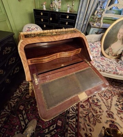 Bureau de pente en Bois de placage et Bronze - Epoque Napoléon III-photo-4