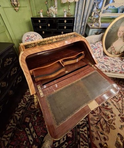 Bureau de pente en Bois de placage et Bronze - Epoque Napoléon III-photo-5