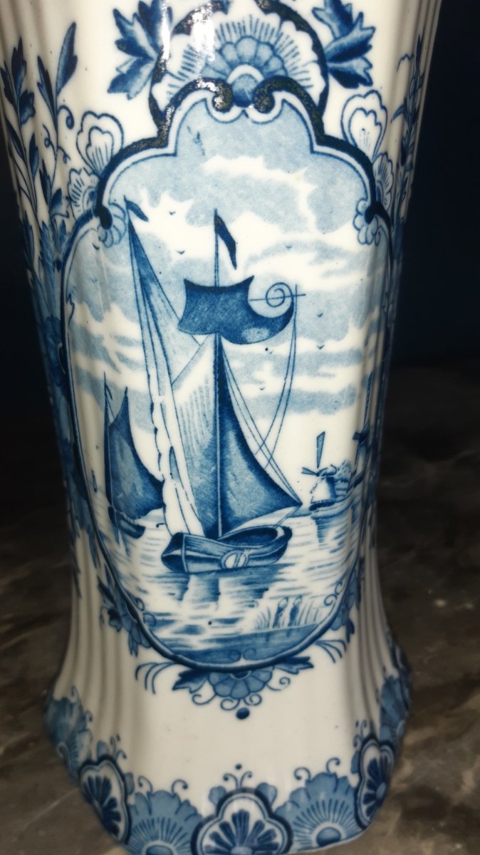 Pair Of Delft Earthenware Vases-photo-3