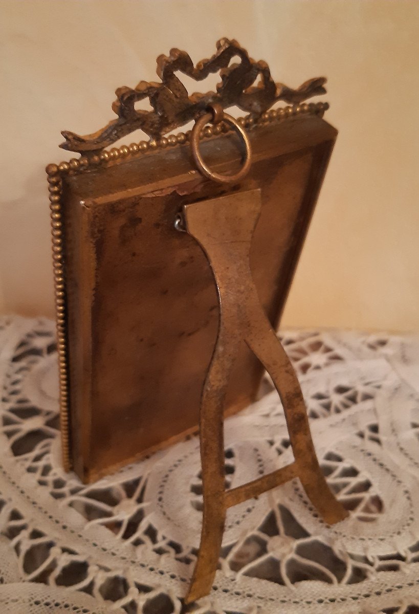 Miniature sur Ivoire - Encadrement en Bronze Doré-photo-1