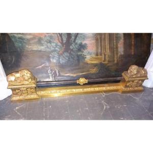 Gilt Bronze Fireplace Bar - Lion Decor