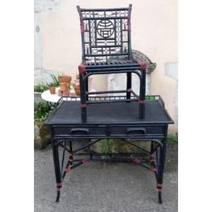 Black Lacquered Bamboo Desk Set - Somerset Brand