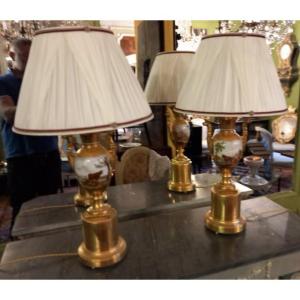 Paire de Lampes en Vieux Paris