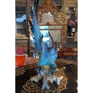 Ara Bleu en Porcelaine Allemande