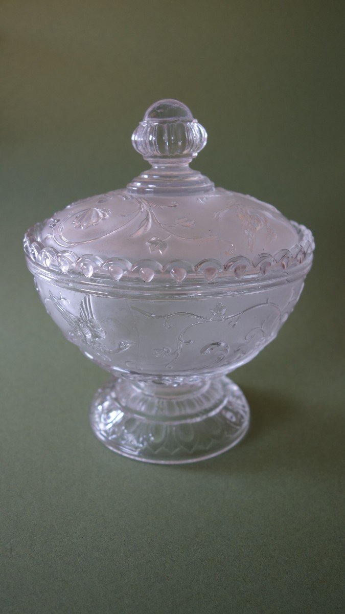 Baccarat Crystal Sugar Bowl, "birds Of Paradise", Late 19th Century-photo-1