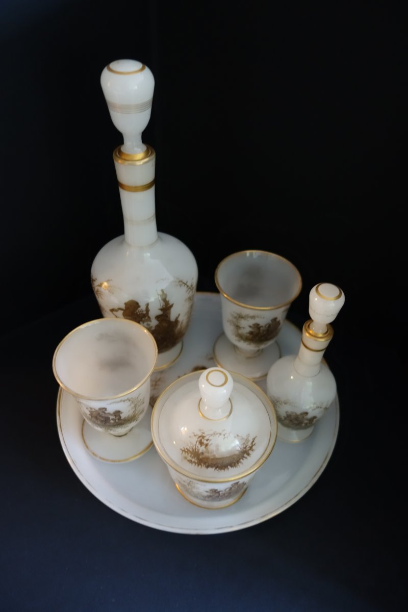 Water Service In White Crystal Opaline, Napoleon III Period-photo-2
