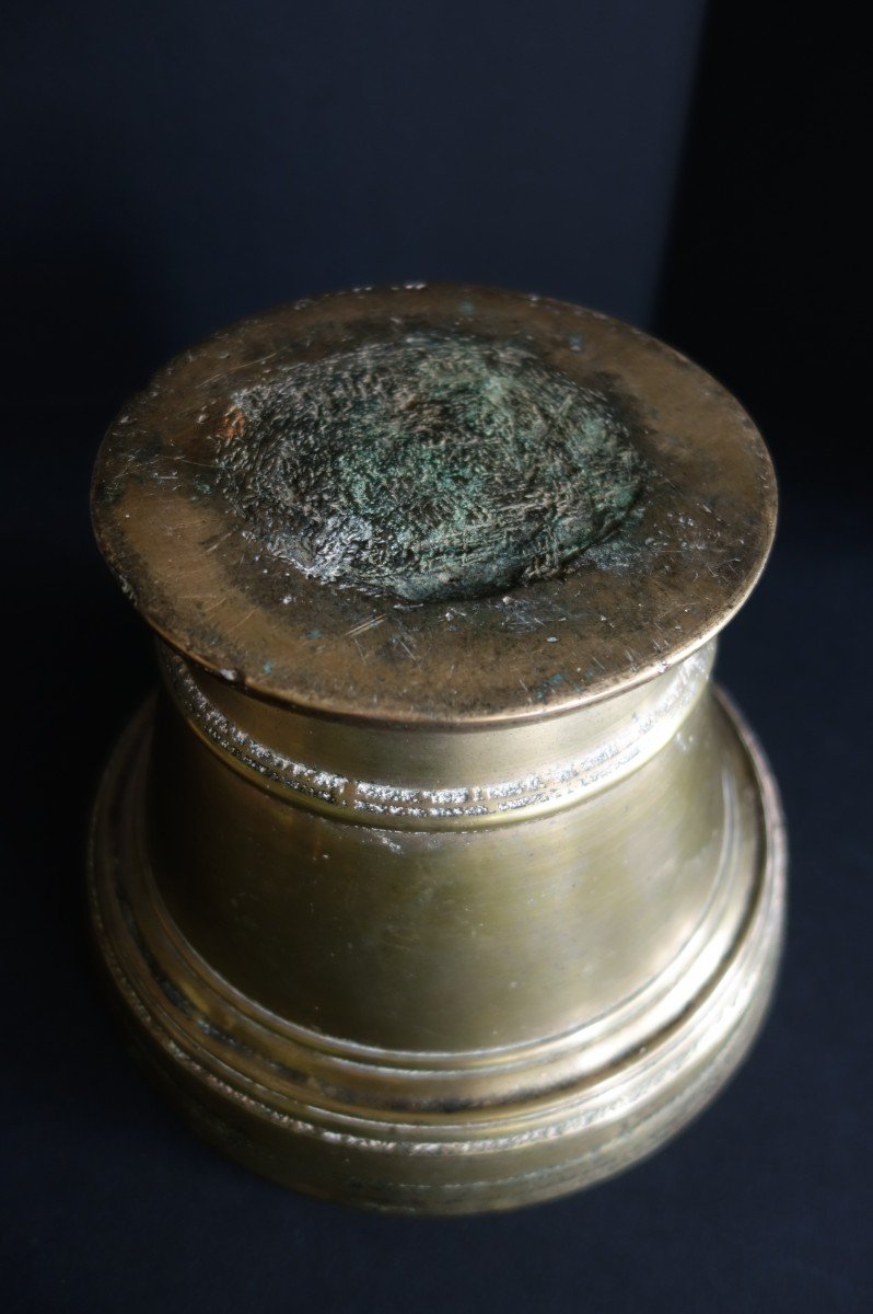 Important Apothecary Mortar In Brass (7kgs), France? 17th Century-photo-3