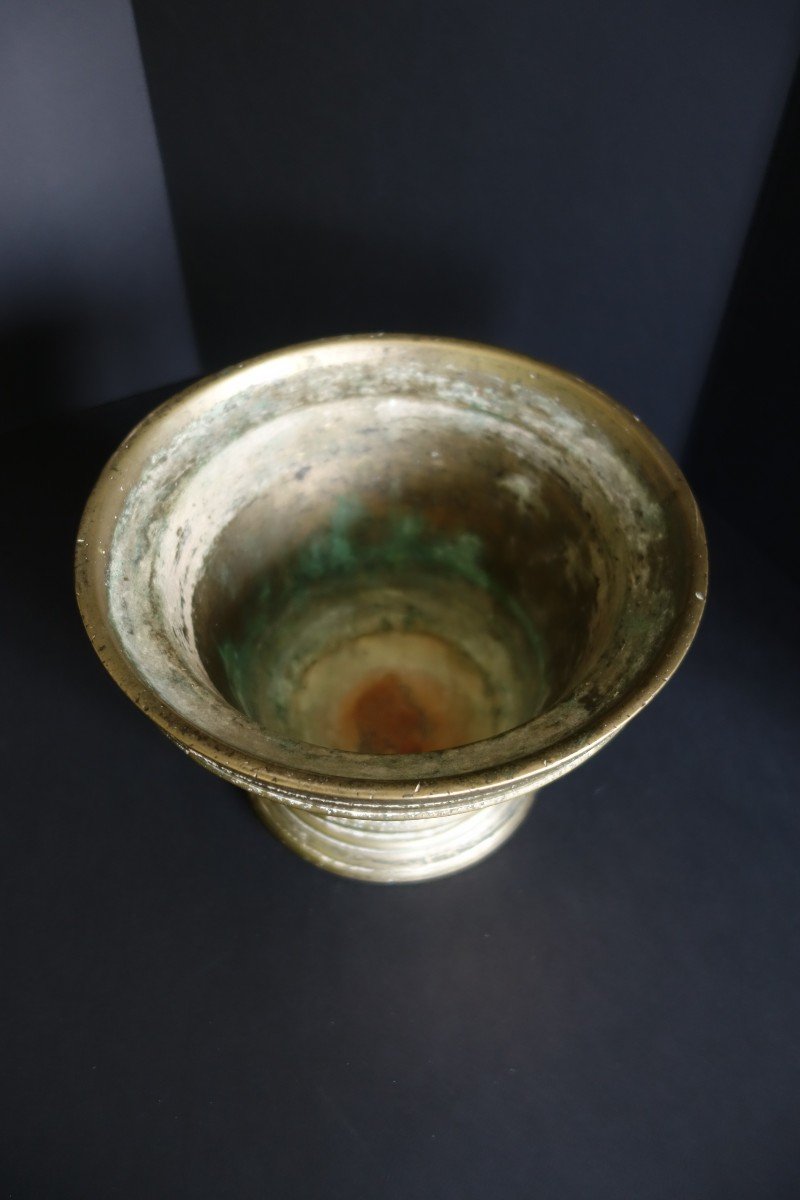 Important Apothecary Mortar In Brass (7kgs), France? 17th Century-photo-4