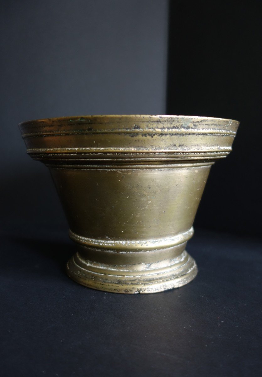 Important Apothecary Mortar In Brass (7kgs), France? 17th Century-photo-1