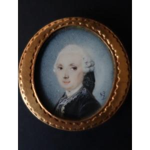 Miniature Representation Of A Man Of Quality, Gold Strapping, 18th Century