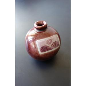 Enameled Stoneware Ball Vase From The Cloutier Brothers, Circa 1960-70