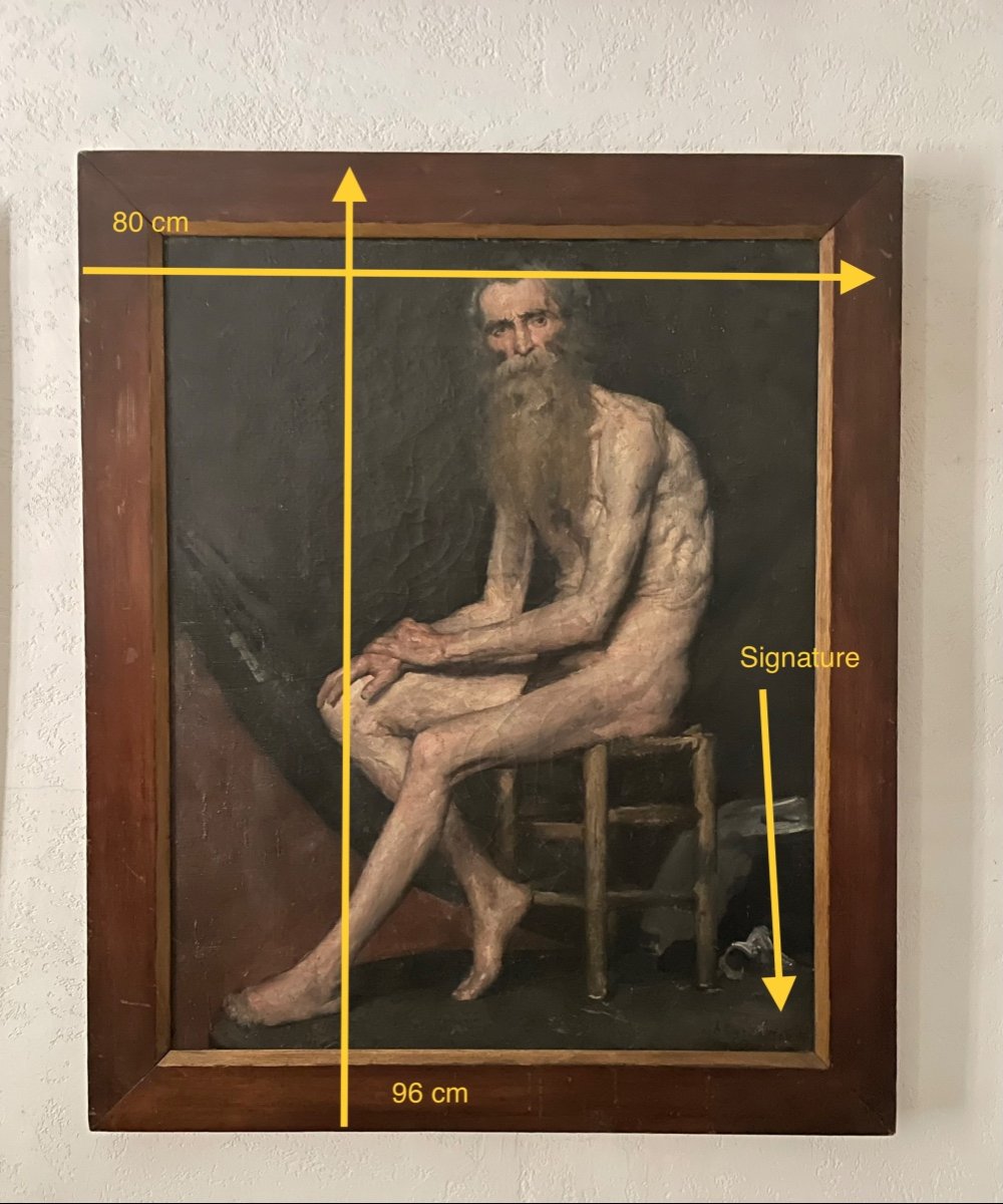 Great Academy Of A Seated Naked Old Man Late 19th Century-photo-3