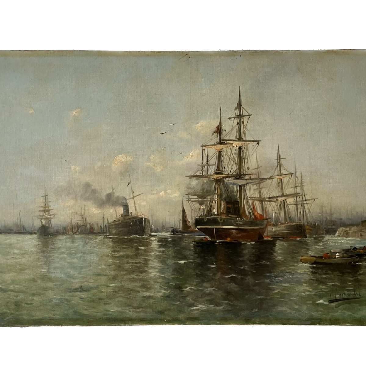 Navy, Boats In Port Circa 1900-photo-2