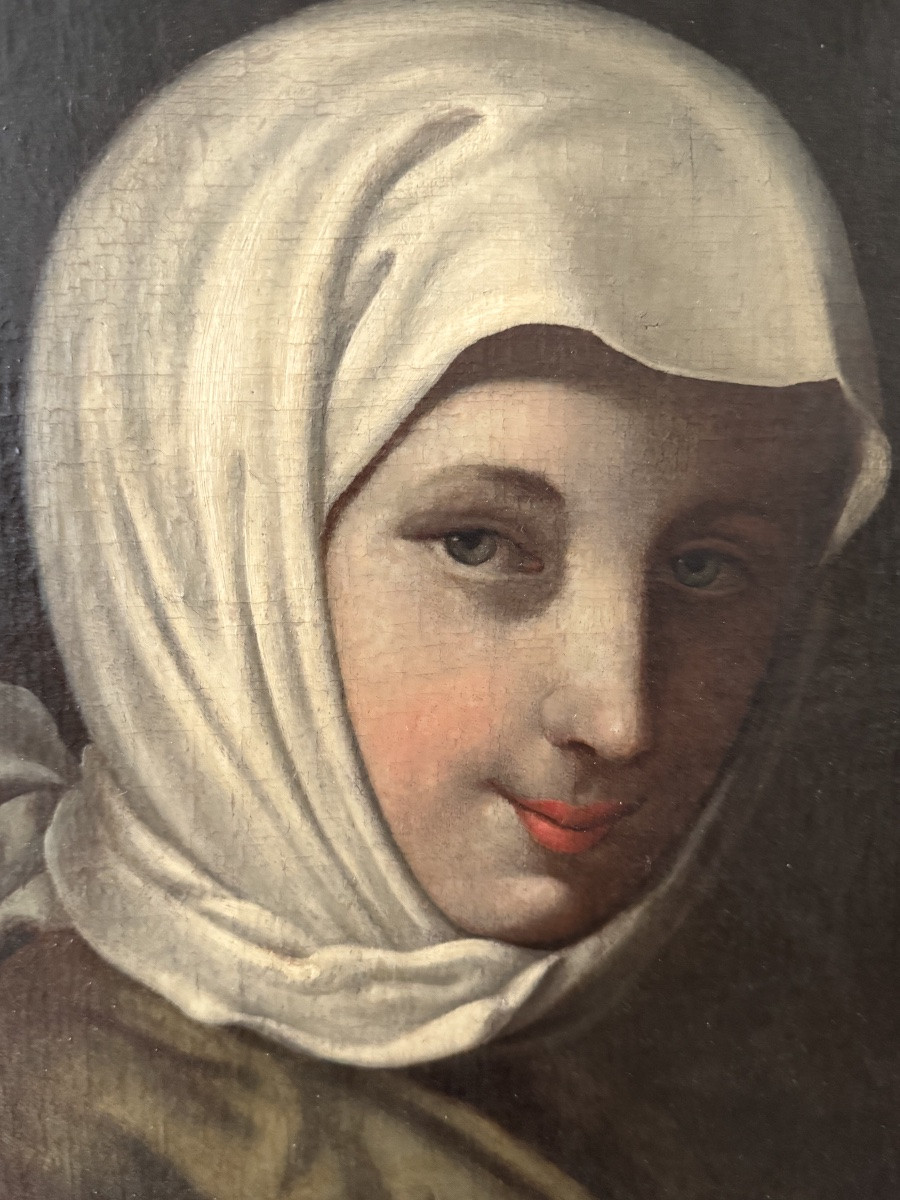 Portrait d’une jeune femme , école italienne fin 17ème début 18ème-photo-2