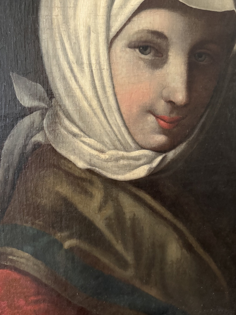 Portrait d’une jeune femme , école italienne fin 17ème début 18ème-photo-3