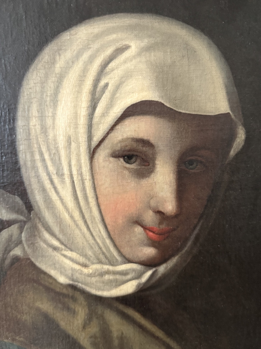 Portrait d’une jeune femme , école italienne fin 17ème début 18ème-photo-4