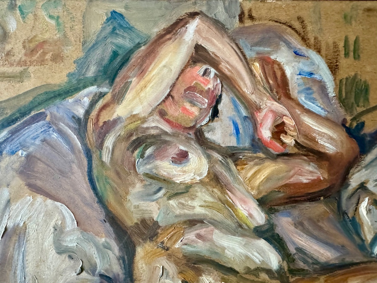 Femme nue allongée peint par Henri Duringer , peintre breton-photo-3