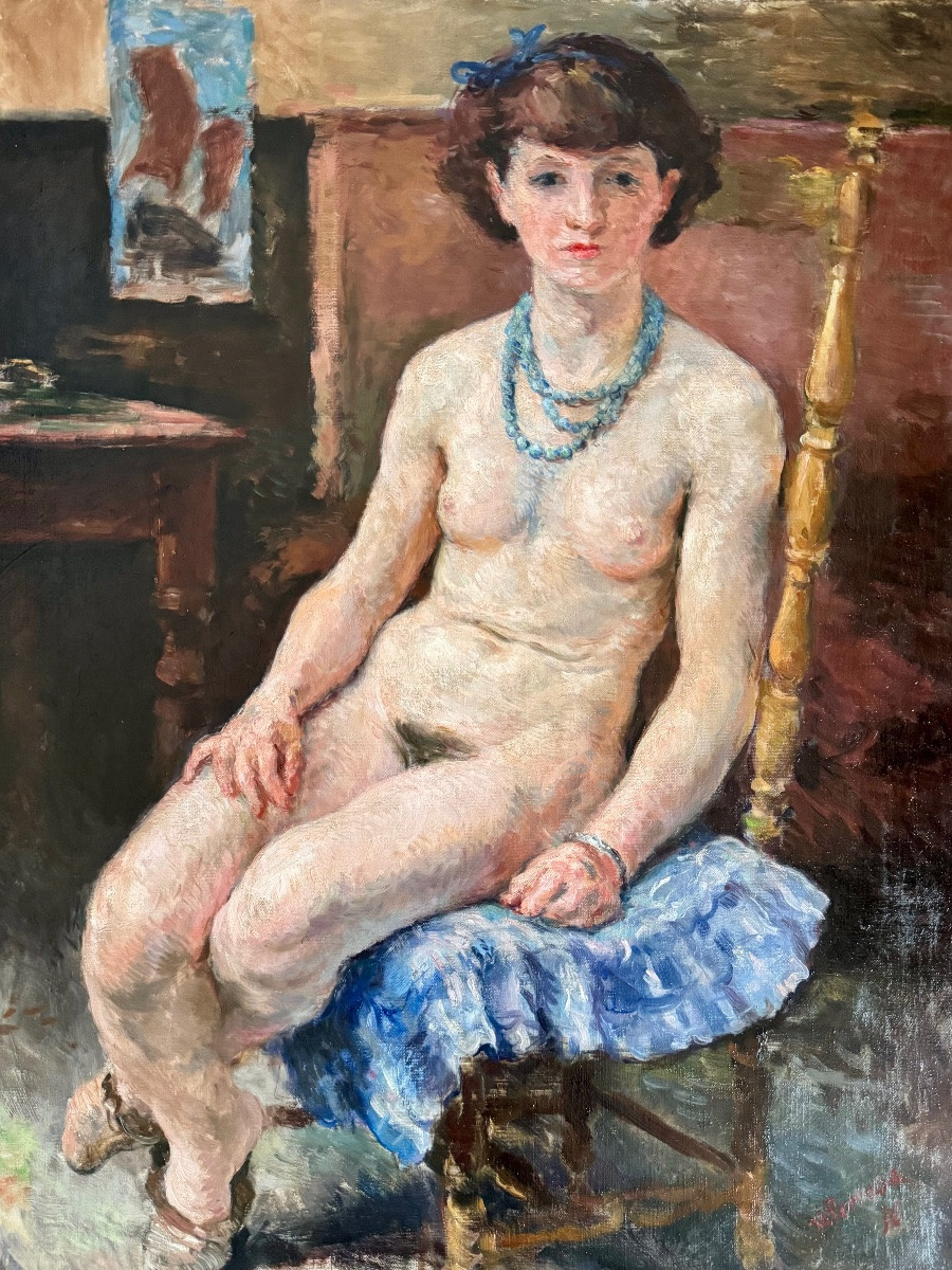 Young Naked Woman With Blue Necklace-photo-2