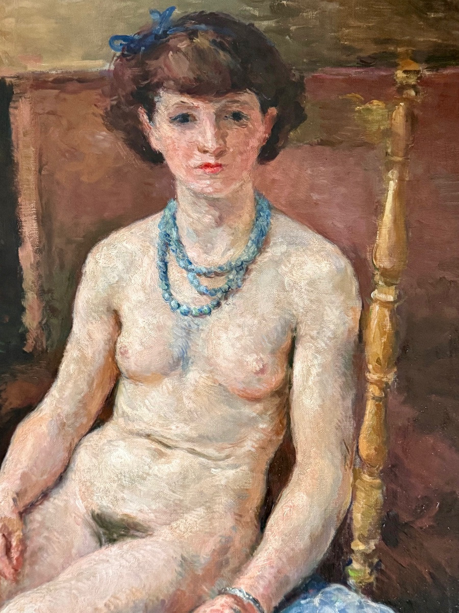 Young Naked Woman With Blue Necklace-photo-2
