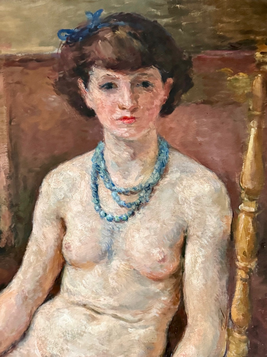 Young Naked Woman With Blue Necklace-photo-3