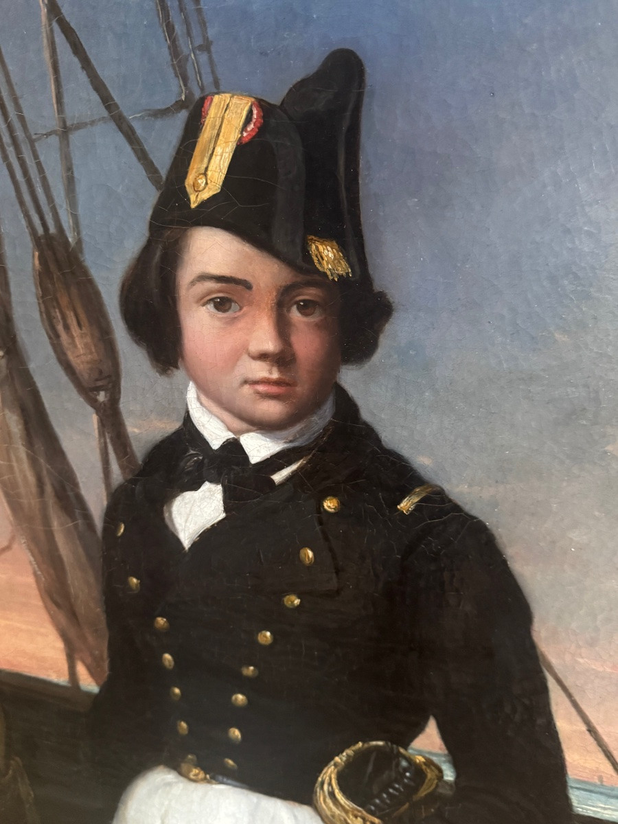 Large Portrait Of A Naval Ensign 1820-1840-photo-4
