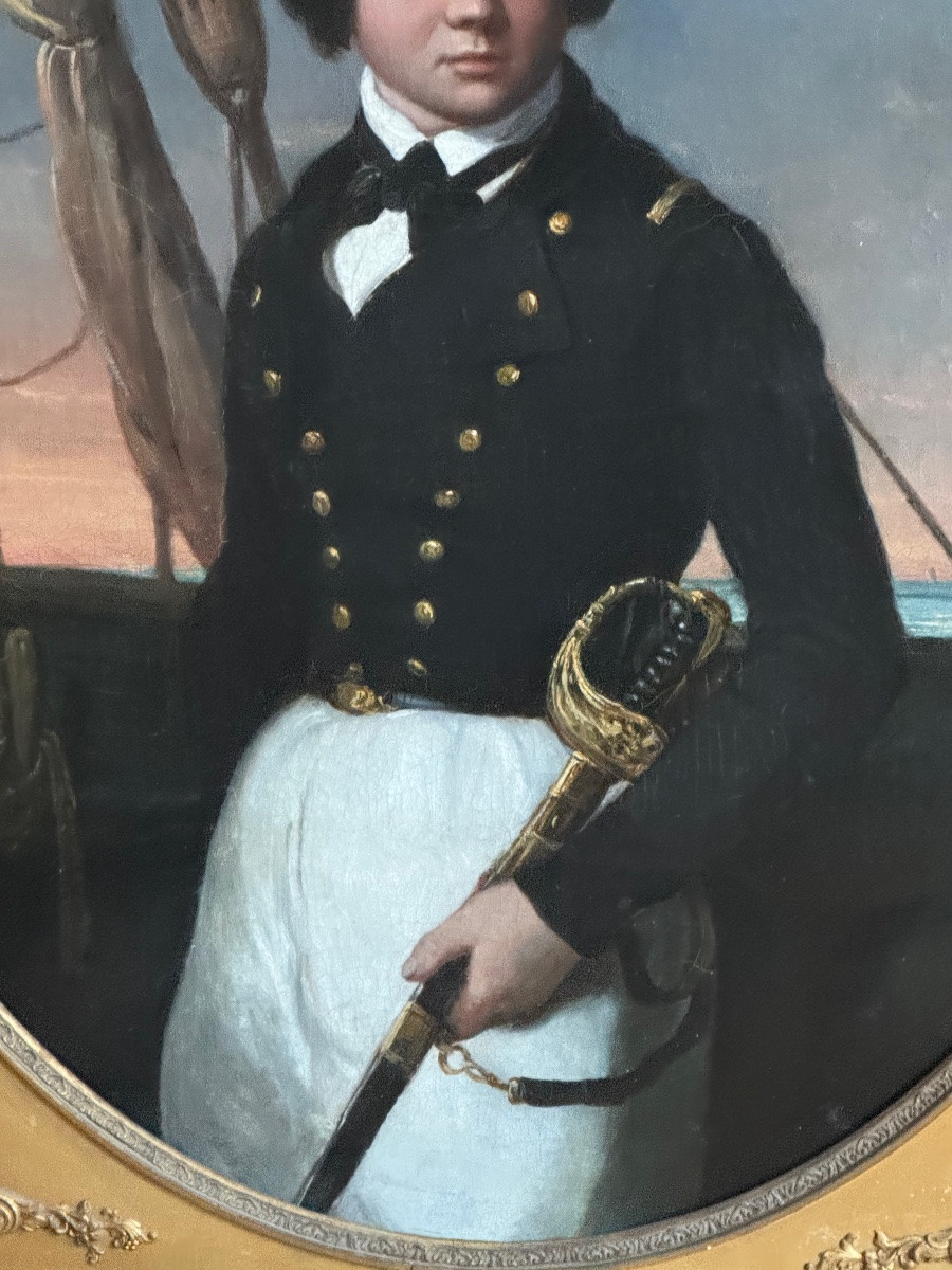 Large Portrait Of A Naval Ensign 1820-1840-photo-2
