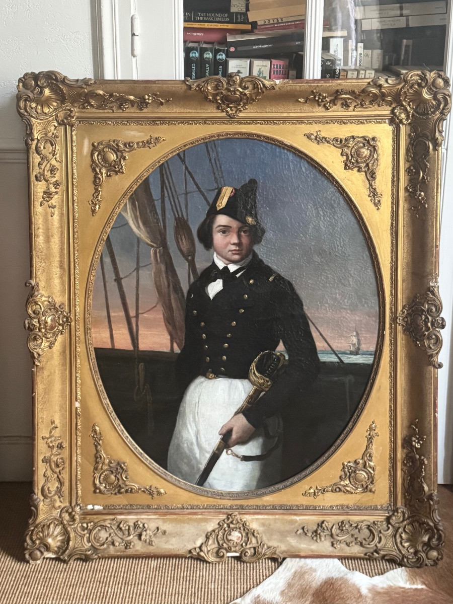 Large Portrait Of A Naval Ensign 1820-1840-photo-4