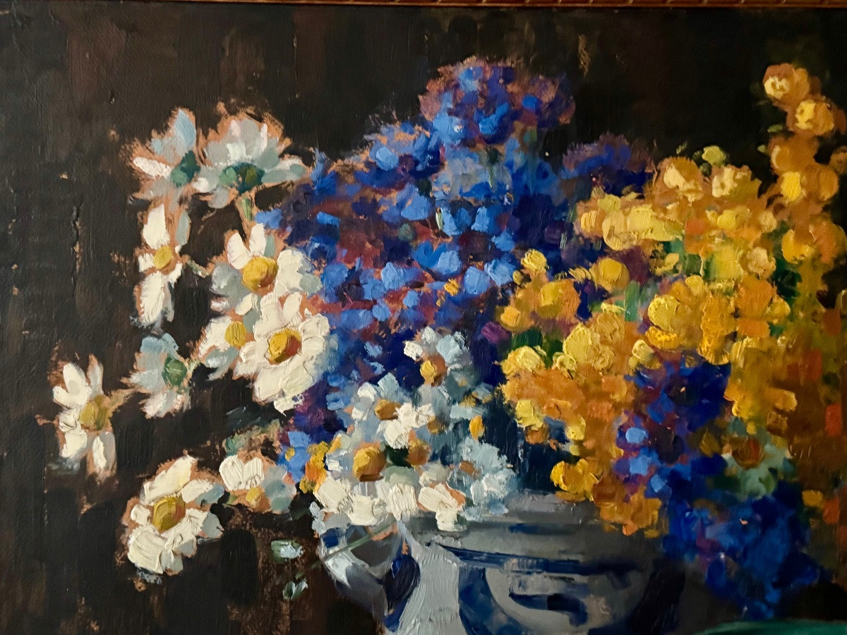 Large Still Life, Bouquet Of Flowers 1920-1930-photo-3