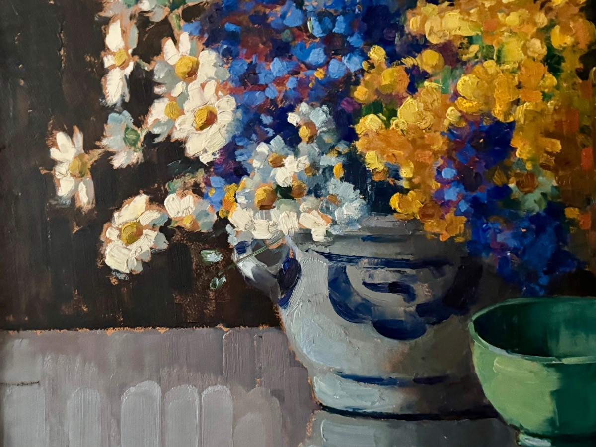 Large Still Life, Bouquet Of Flowers 1920-1930-photo-4