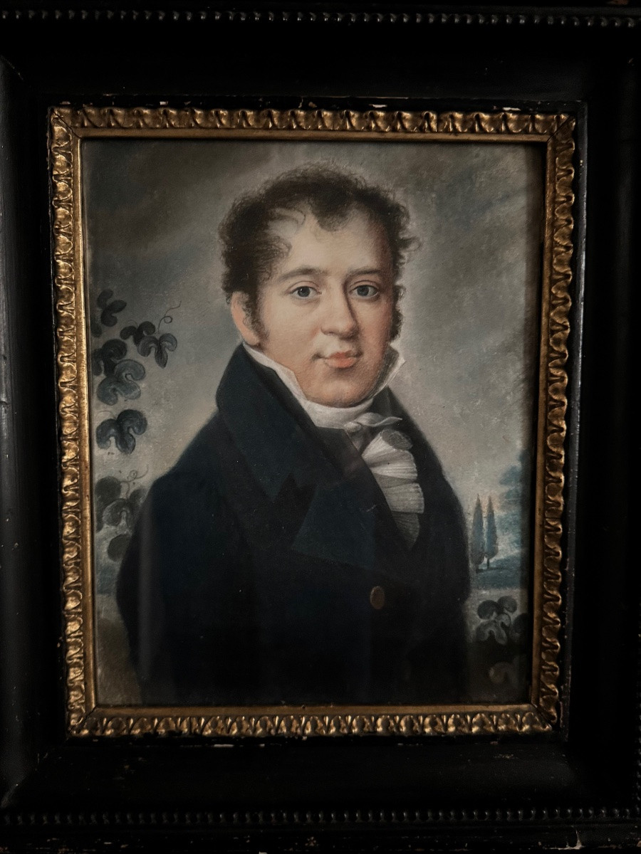 Paire de portraits au pastel début XIXème-photo-2