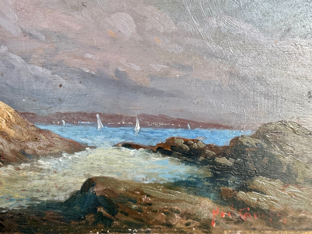 Bord de mer en Bretagne début 20ème signé-photo-4