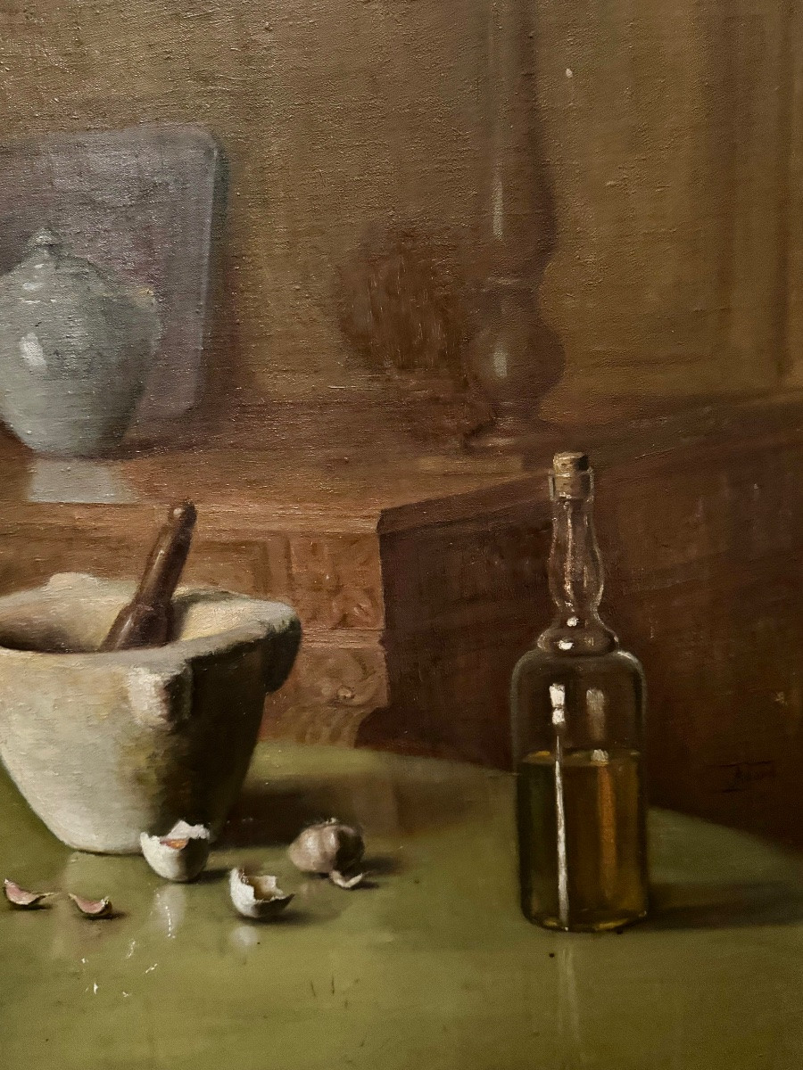 Large Still Life With Mortar By Jules Agard (1871-1943)-photo-2