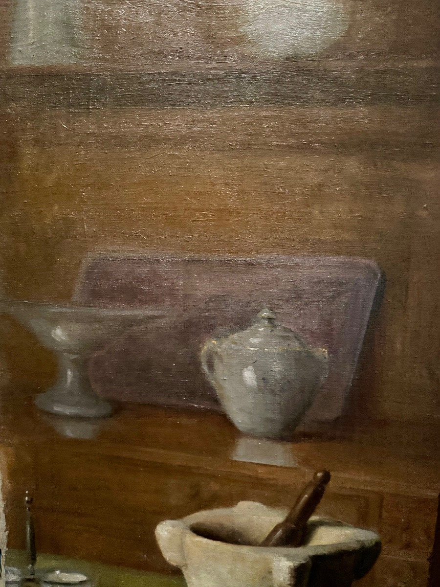 Large Still Life With Mortar By Jules Agard (1871-1943)-photo-5