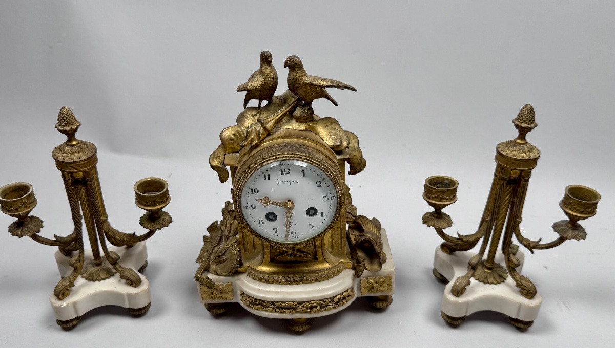 Clock And These Two 19th Century Candelabras.-photo-3