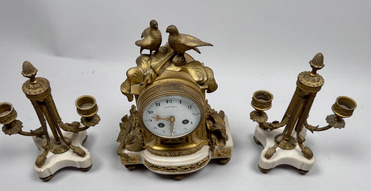 Clock And These Two 19th Century Candelabras.-photo-4
