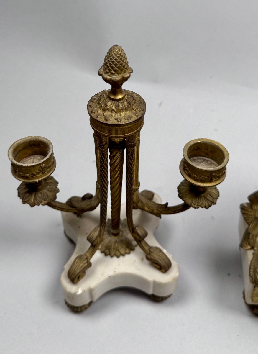 Clock And These Two 19th Century Candelabras.-photo-3