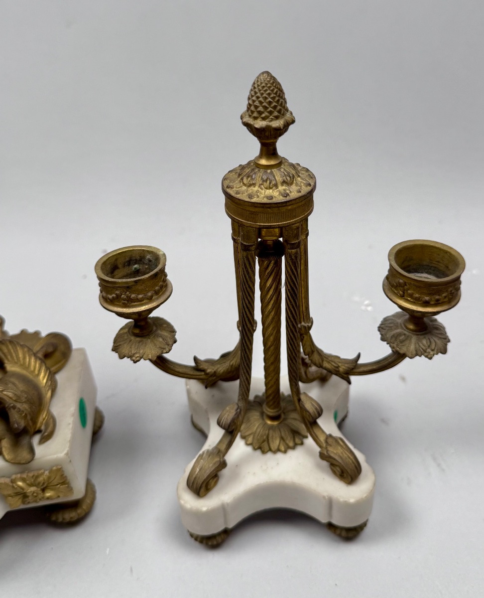 Clock And These Two 19th Century Candelabras.-photo-4