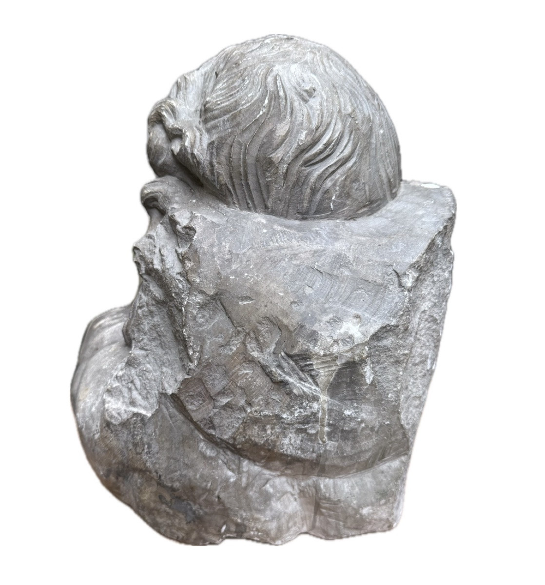 Tête d’angelot en pierre de calcaire 18ème-photo-4