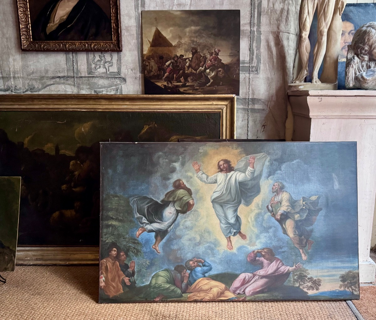 Grand tableau de La transfiguration du Christ , peinture XVIIIème.-photo-3