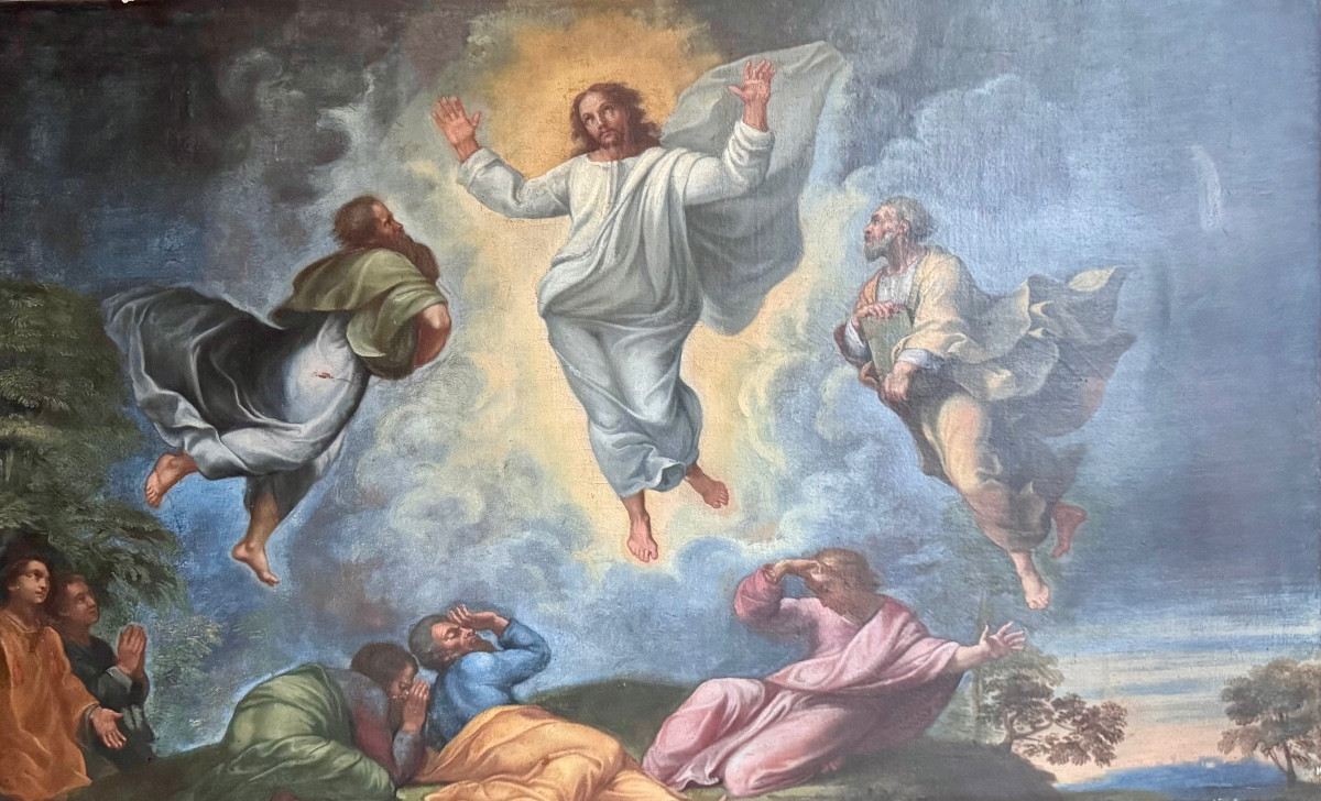 Grand tableau de La transfiguration du Christ , peinture XVIIIème.