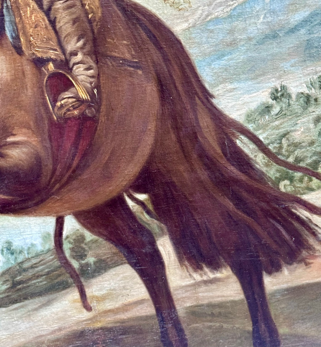 Large 19th-century Canvas, Equestrian Portrait Of Prince Baltasar Carlos-photo-7