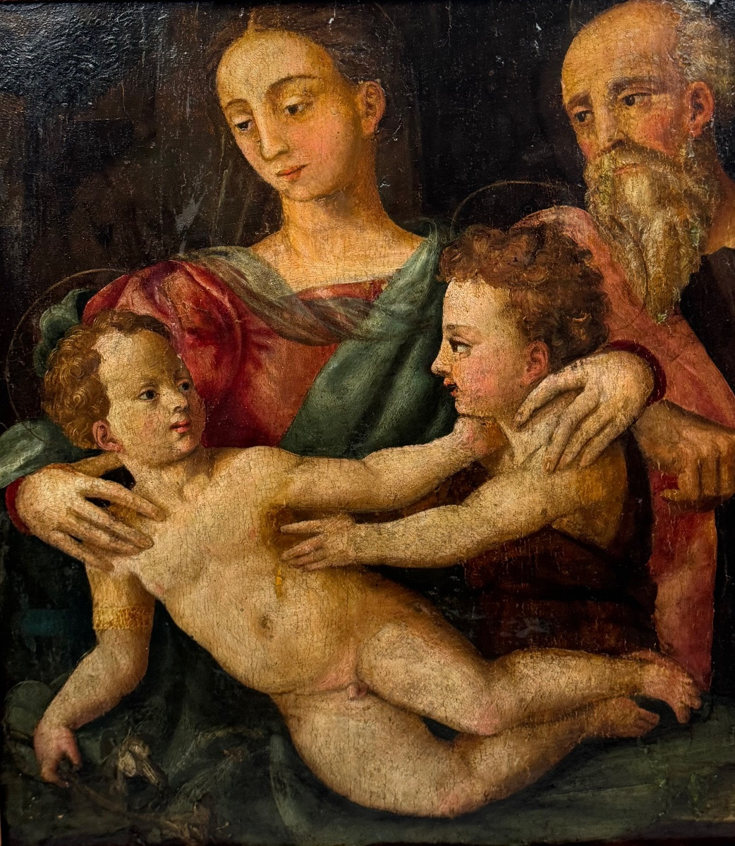 Holy Family, 16th-century Italian School, On Wood -photo-3