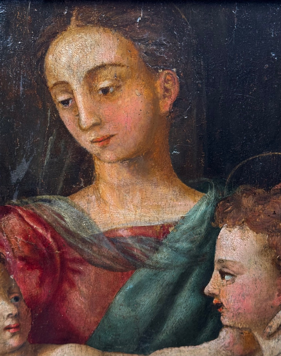 Holy Family, 16th-century Italian School, On Wood -photo-3